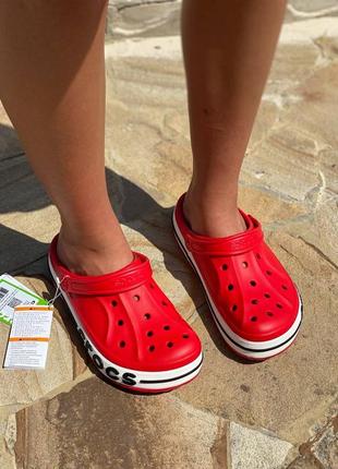 Жіночі шльопанці crocs red logo / smb10 фото