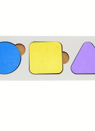 Заготовка для бизиборда рамка вкладыш 3 геометрические фигуры разноцветная 20 см, геометрика сортер бизикуба2 фото