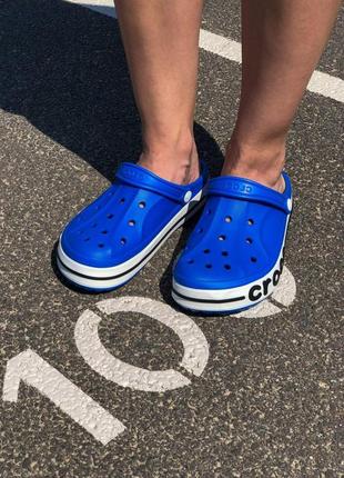 Жіночі шльопанці crocs blue white / smb