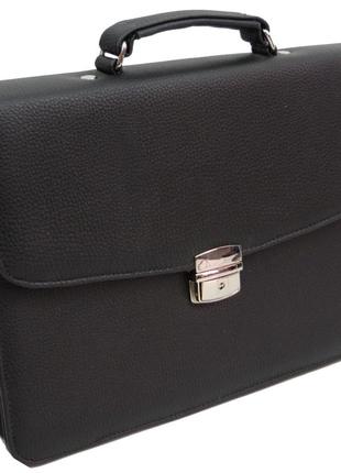 Невеликий чоловічий портфель з екошкіри exclusive, україна чорний