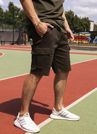 Стильные трикотажные шорты для мужчин легкие на каждый день свободные  хаки / шорты спортивные мужские6 фото