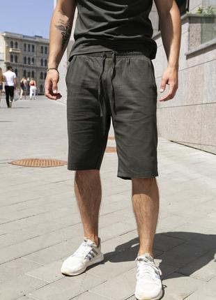 Удобные трикотажные шорты для мужчин легкие повседневные свободные  хаки / шорты спортивные мужские4 фото