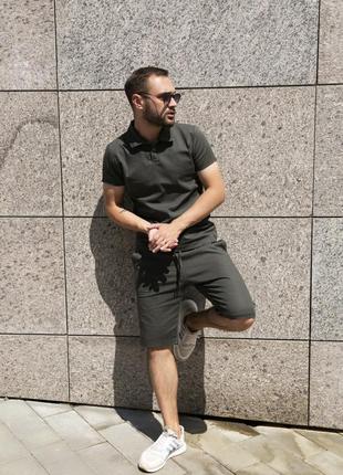 Удобные трикотажные шорты для мужчин легкие повседневные свободные  хаки / шорты спортивные мужские8 фото