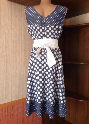 Нарядное платье-сарафан, актуальный принт горох2 фото