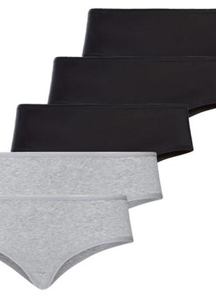 Комплект жіночих трусиків із 5 штук, розмір m/l, колір сірий, чорний