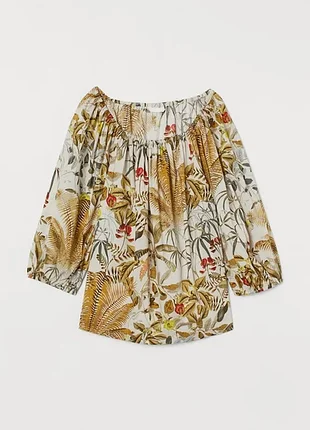 Коттоновая блуза с цветочным принтом h&m, l.