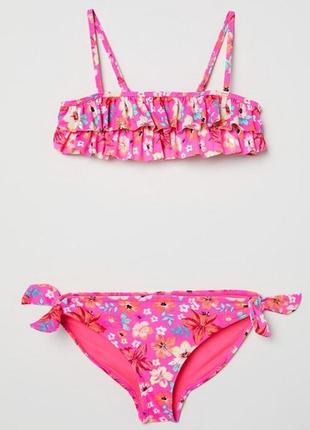 Раздельный купальник h&m размер 10-12 лет рост 146-152 см на девочку  розовый