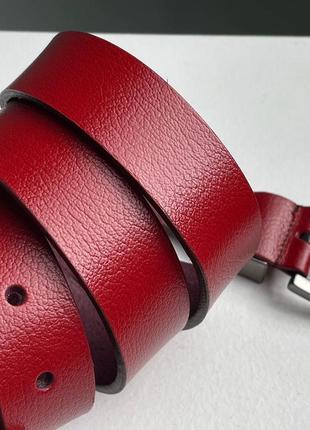 Ремінь yves saint laurent cassandre belt with square buckle red/silver5 фото