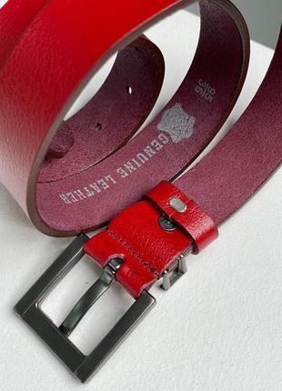 Ремінь yves saint laurent cassandre belt with square buckle red/silver4 фото