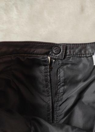Черная натуральная кожаная юбка миди длинная юбка с карманами с разрезом сзади кожа наппа leather7 фото