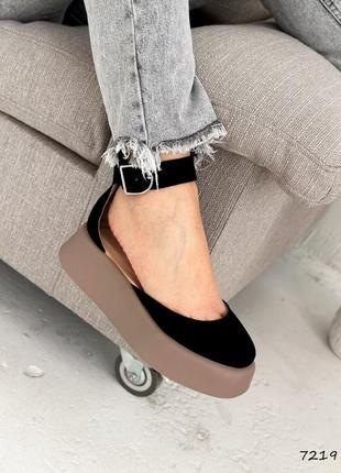 Шикарные женские туфли на танкетке, натуральная замша7 фото