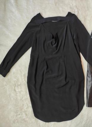 Черное шелковое платье натуральный шелк с открытой спиной длинными рукавами cos голая спина9 фото