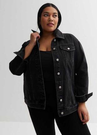 Женская черная джинсовая куртка джинсовка пиджак джинс батал большого размера короткая курточка