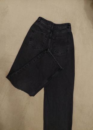 Чорні джинси палаццо з порізами new look джинсові штани на високій посадці y2k у стилі h&m bershka8 фото