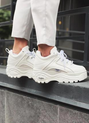 Шикарні жіночі шкіряні кросівки на платформі white buffalo 😍 (весна/ літо/ осінь)