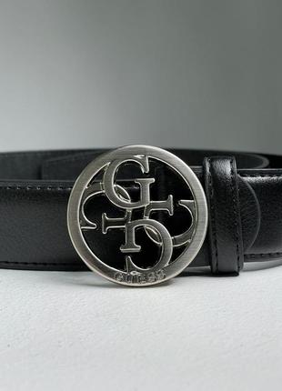 Ремінь guess leather belt black/silver