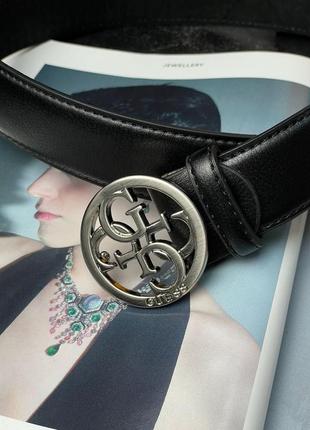 Ремінь guess leather belt black/silver3 фото