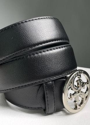 Ремінь guess leather belt black/silver2 фото