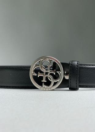 Ремінь guess leather belt black/silver