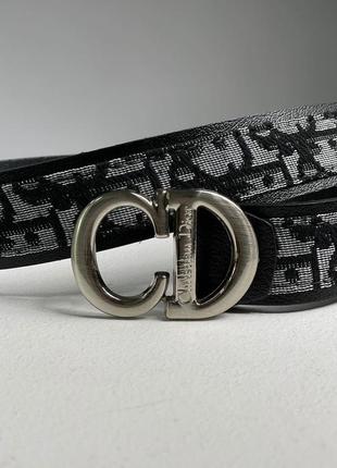 Ремінь christian dior textile belt black/silver2 фото