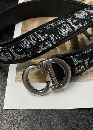 Ремінь christian dior textile belt black/silver
