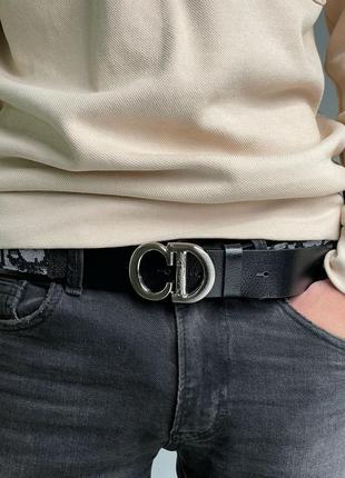 Ремінь christian dior textile belt black/silver4 фото