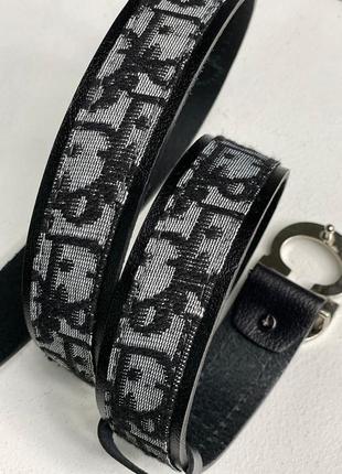 Ремінь christian dior textile belt black/silver5 фото