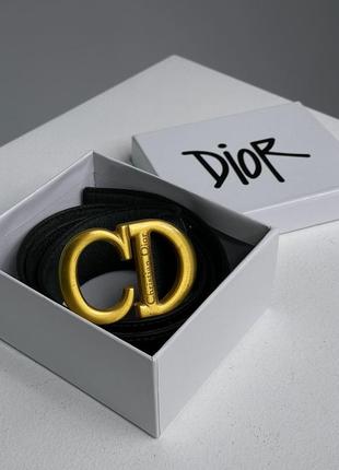 Ремень christian dior leather belt black/gold2 фото