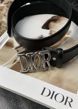 Ремінь christian dior leather belt black/silver3 фото