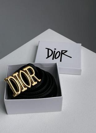 Ремень christian dior leather belt black/gold5 фото