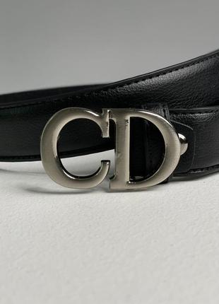 Ремінь christian dior leather belt black/silver2 фото