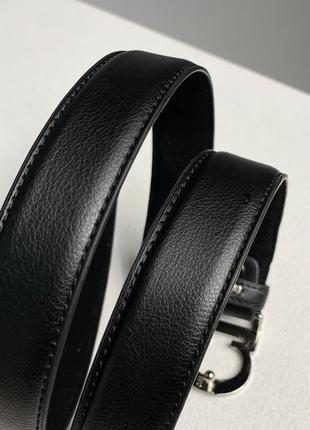 Ремінь christian dior leather belt black/silver4 фото