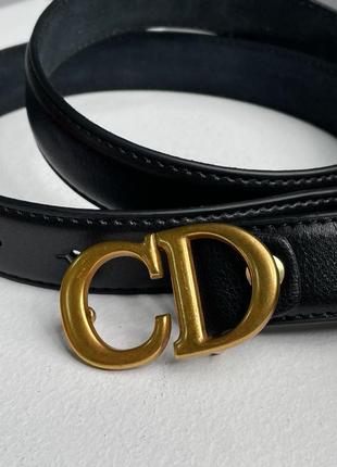 Ремень christian dior leather belt black/gold5 фото