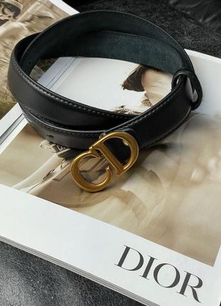 Ремінь christian dior leather belt black/gold
