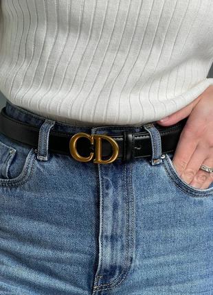 Ремень christian dior leather belt black/gold2 фото