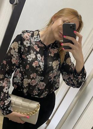 Рубашка женская прозрачная с цветочным принтом блуза new look