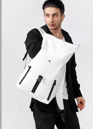 Рюкзак унісекс білий ролл з екошкіри4 фото