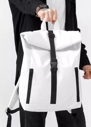 Рюкзак унісекс білий ролл з екошкіри5 фото
