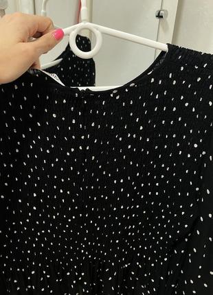 Блуза zara в горошок сорочка чорна в білий горошок7 фото