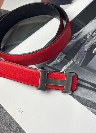 Ремень hermes leather belt black/silver