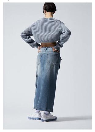 Weekday юбка макси джинсовая длинная карго тренд y2k xs3 фото