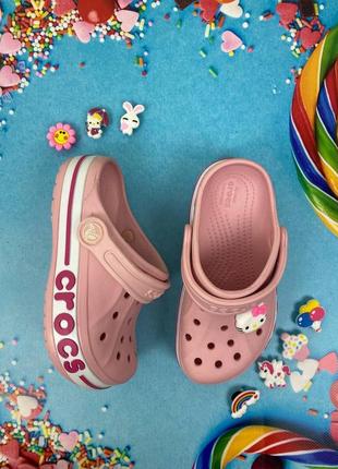 Детские кроксы сабо crocs kids’ bayaband clog petal / pink