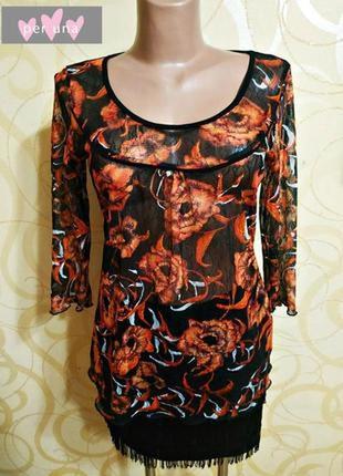107.легка літня блузка в квітковий принт модного британського бренду per una1 фото