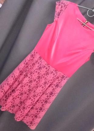 Sale!! летнее платье 44 (гипюр на подкладке+атлас)