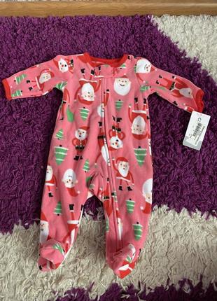Комбинезон человечек флис новогодний 0-3 мес