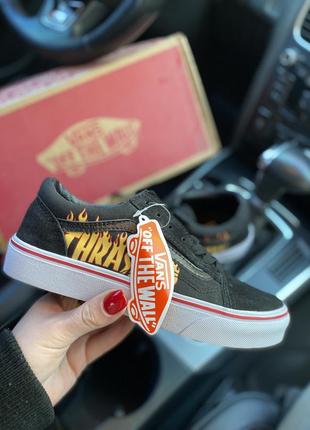 Vans old skool x thrasher круті жіночі літні кеди венс олдскул трешер весна літо черные кеды женские летние пламя