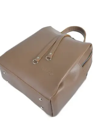 Стильный качественный фабричный рюкзак на два отделения на молниях мокко (№660)3 фото