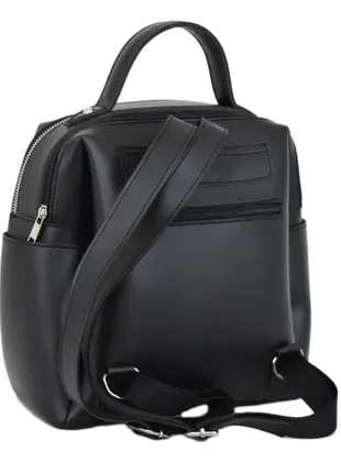 Стильный качественный фабричный рюкзак на два отделения на молниях черный (№660)4 фото