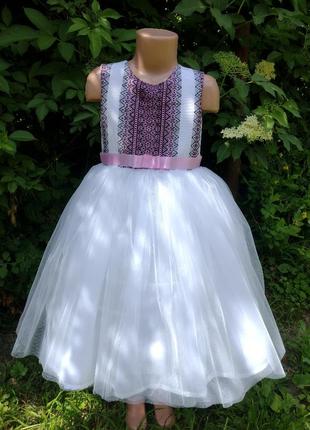 Платье вышиванка детское с фатином вышитое платье детская плата вышиванка ное