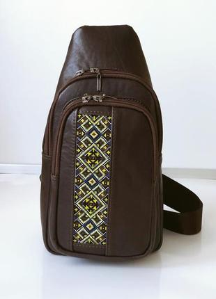 Сумка слінг , чоловіча сумка рюкзак, чоловіча сумка,сумка чоловіча з орнаментом, зроблено в україні ,сумка через плече
